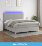 Krevet box spring s madracem LED svjetlosivi 160x200 cm tkanina - NOVO