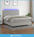 Krevet box spring s madracem LED svjetlosivi 160x200 cm tkanina - NOVO