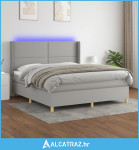 Krevet box spring s madracem LED svjetlosivi 180x200 cm tkanina - NOVO