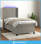 Krevet box spring s madracem LED svjetlosivi 80x200 cm baršun - NOVO