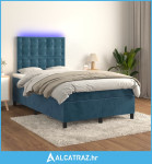 Krevet box spring s madracem LED tamnoplavi 120x200 cm baršun - NOVO