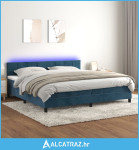 Krevet box spring s madracem LED tamnoplavi 200x200 cm baršun - NOVO
