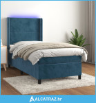 Krevet box spring s madracem LED tamnoplavi 80 x 200 cm baršun - NOVO