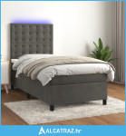 Krevet box spring s madracem LED tamnosivi 100x200 cm baršun - NOVO