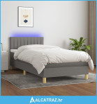 Krevet box spring s madracem LED tamnosivi 100x200 cm tkanina - NOVO