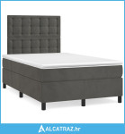 Krevet box spring s madracem LED tamnosivi 120 x 190 cm baršun - NOVO