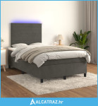 Krevet box spring s madracem LED tamnosivi 120 x 200 cm baršun - NOVO