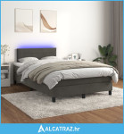 Krevet box spring s madracem LED tamnosivi 120 x 200 cm baršun - NOVO