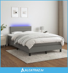 Krevet box spring s madracem LED tamnosivi 120 x 200 cm tkanina - NOVO