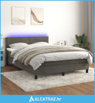 Krevet box spring s madracem LED tamnosivi 140x200 cm baršun - NOVO