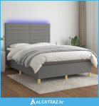 Krevet box spring s madracem LED tamnosivi 140x200 cm tkanina - NOVO