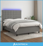 Krevet box spring s madracem LED tamnosivi 140x200 cm tkanina - NOVO