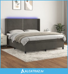 Krevet box spring s madracem LED tamnosivi 160x200 cm baršun - NOVO