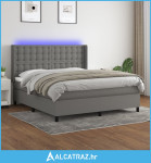 Krevet box spring s madracem LED tamnosivi 160x200 cm tkanina - NOVO