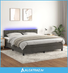 Krevet box spring s madracem LED tamnosivi 180x200 cm baršun - NOVO