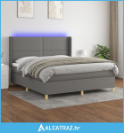 Krevet box spring s madracem LED tamnosivi 180x200 cm tkanina - NOVO