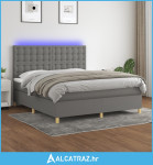 Krevet box spring s madracem LED tamnosivi 180x200 cm tkanina - NOVO