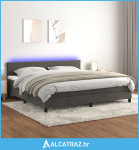 Krevet box spring s madracem LED tamnosivi 200x200 cm baršun - NOVO
