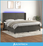 Krevet box spring s madracem LED tamnosivi 200x200 cm baršun - NOVO