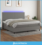 Krevet box spring s madracem LED tamnosivi 200x200 cm tkanina - NOVO