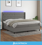Krevet box spring s madracem LED tamnosivi 200x200 cm tkanina - NOVO
