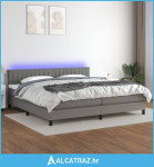 Krevet box spring s madracem LED tamnosivi 200x200 cm tkanina - NOVO