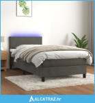 Krevet box spring s madracem LED tamnosivi 80 x 200 cm baršun - NOVO