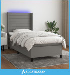 Krevet box spring s madracem LED tamnosivi 80 x 200 cm tkanina - NOVO