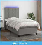 Krevet box spring s madracem LED tamnosivi 90x190 cm tkanina - NOVO