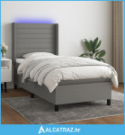 Krevet box spring s madracem LED tamnosivi 90x190 cm tkanina - NOVO