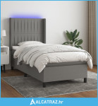 Krevet box spring s madracem LED tamnosivi 90x200 cm tkanina - NOVO