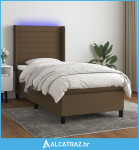 Krevet box spring s madracem LED tamnosmeđi 100x200 cm tkanina - NOVO