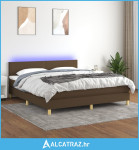 Krevet box spring s madracem LED tamnosmeđi 180x200 cm tkanina - NOVO