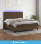 Krevet box spring s madracem LED tamnosmeđi 180x200 cm tkanina - NOVO