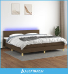 Krevet box spring s madracem LED tamnosmeđi 200x200 cm tkanina - NOVO