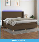 Krevet box spring s madracem LED tamnosmeđi 200x200 cm tkanina - NOVO