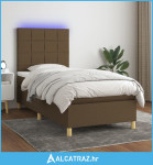Krevet box spring s madracem LED tamnosmeđi 80 x 200 cm tkanina - NOVO