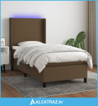 Krevet box spring s madracem LED tamnosmeđi 80 x 200 cm tkanina - NOVO