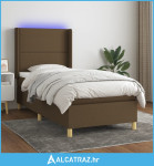 Krevet box spring s madracem LED tamnosmeđi 90x190 cm tkanina - NOVO