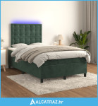 Krevet box spring s madracem LED tamnozeleni 120x200 cm baršun - NOVO