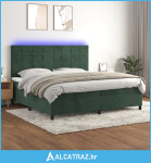 Krevet box spring s madracem LED tamnozeleni 200x200 cm baršun - NOVO