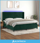 Krevet box spring s madracem LED tamnozeleni 200x200 cm baršun - NOVO