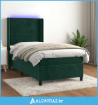 Krevet box spring s madracem LED tamnozeleni 90x190 cm baršun - NOVO
