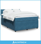 Krevet box spring s madracem plavi 160 x 200 cm baršunasti - NOVO