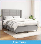Krevet box spring s madracem svjetlosivi 140x200 cm od tkanine - NOVO