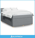 Krevet box spring s madracem svjetlosivi 140x200 cm od tkanine - NOVO