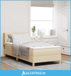 Krevet s box springom s madracem Krem 100x200 cm Tkanina - NOVO
