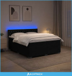 Krevet s box springom, madracem i LED-om Crna 200 x 200 cm - NOVO
