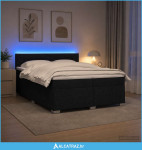 Krevet s box springom, madracem i LED-om Crna 200 x 200 cm - NOVO