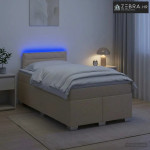 Krevet s box springom, madracem i LED-om Krem 120 x 190 cm - Krem 120
